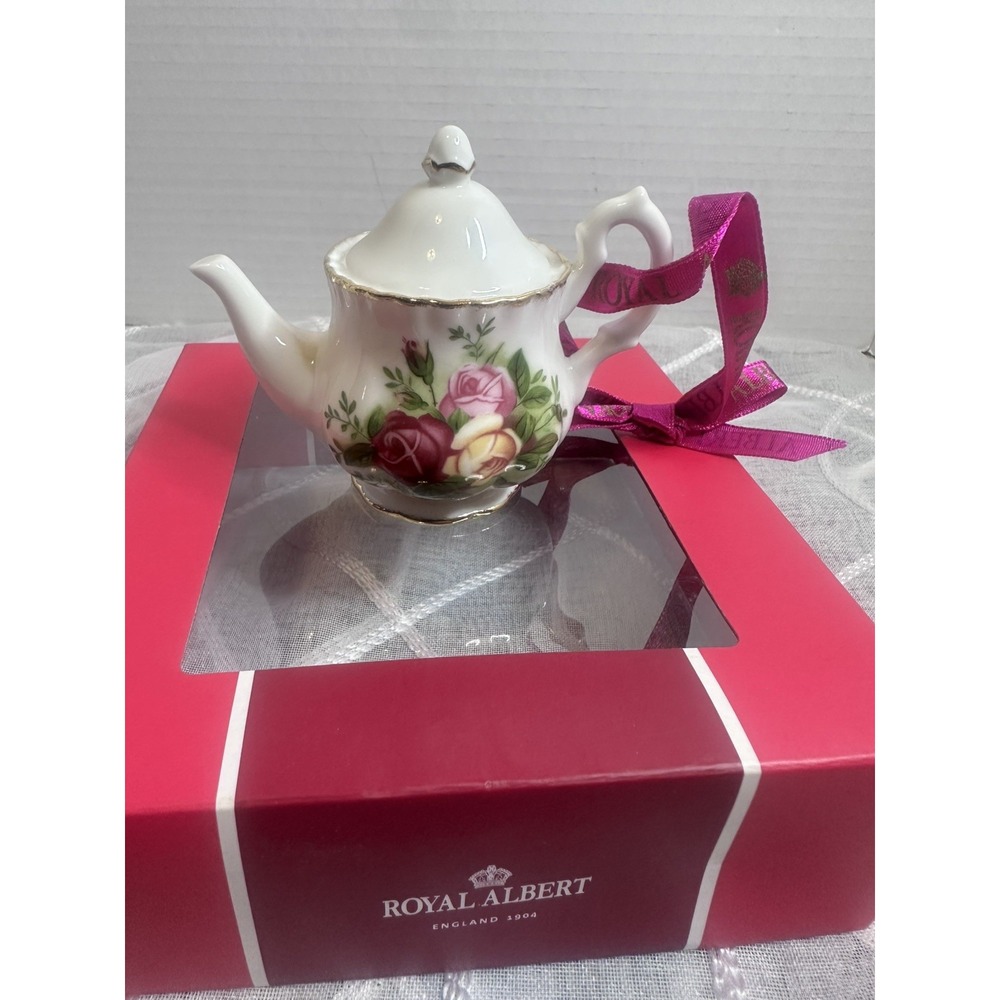 Royal Albert Old Country Roses Pattern Mini Teapot Christmas Ornament